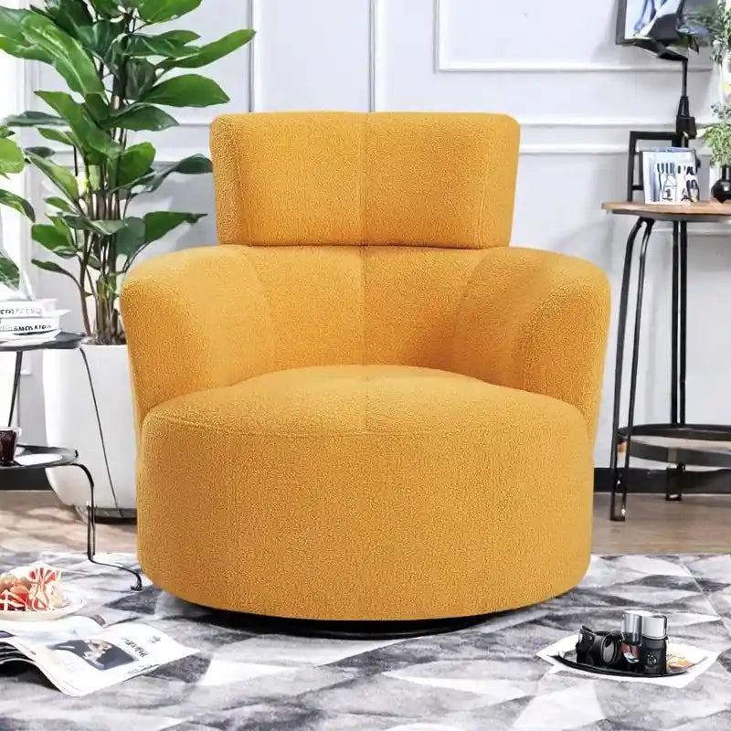 Fauteuil relax pivotant à 360° en polaire berbère crème/gris/jaune/vert avec appuie-tête réglable - Usage unique