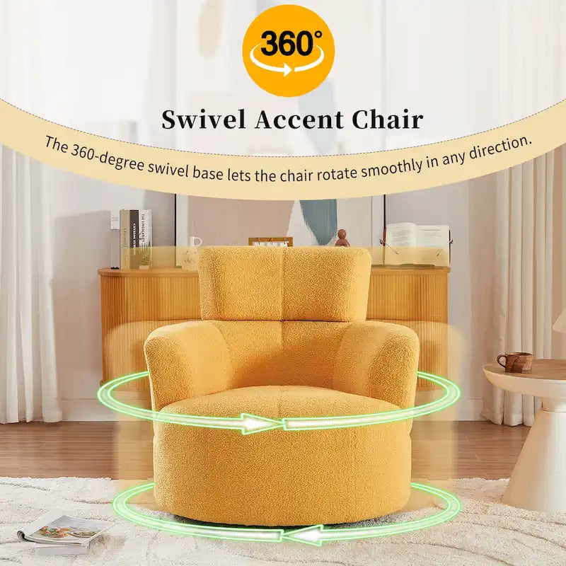 Fauteuil relax pivotant à 360° en polaire berbère crème/gris/jaune/vert avec appuie-tête réglable - Usage unique