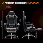 Fauteuil inclinable de jeu ergonomique en similicuir noir et gris avec repose-pieds et soutien lombaire - Usage unique