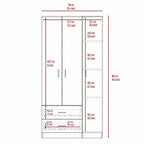 Armoire de rangement moderne à trois portes blanche/beige avec tringle à vêtements - Usage unique