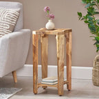Table d'appoint concave en manguier artisanal style bohème naturel - Usage unique