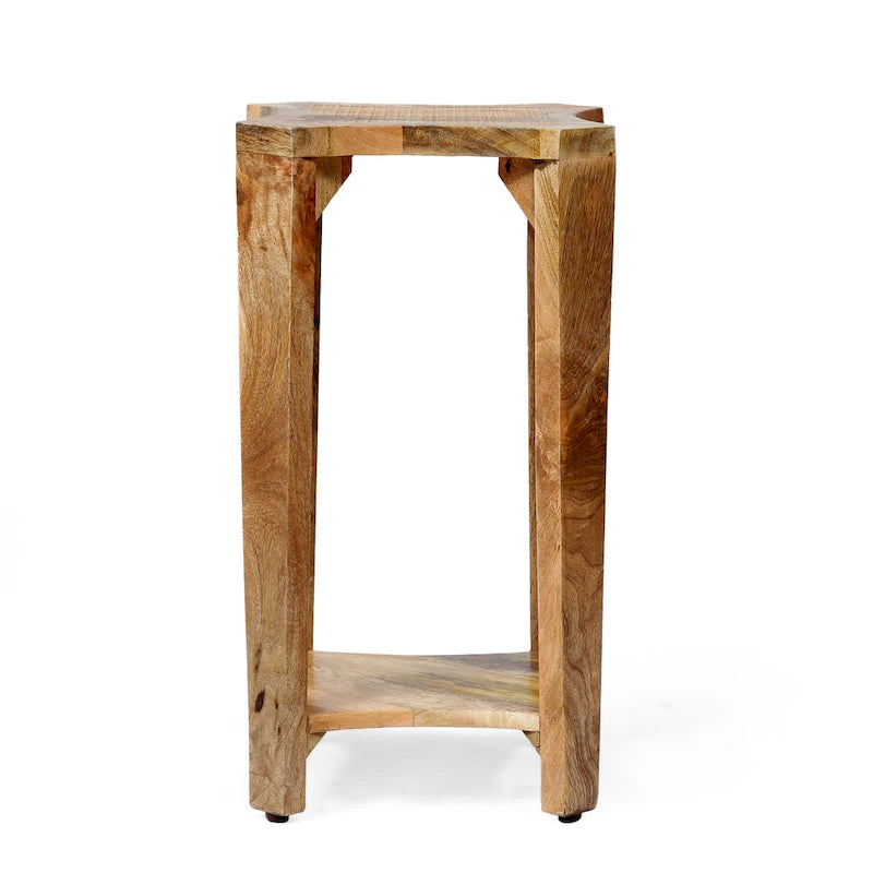 Table d'appoint concave en manguier artisanal style bohème naturel - Usage unique