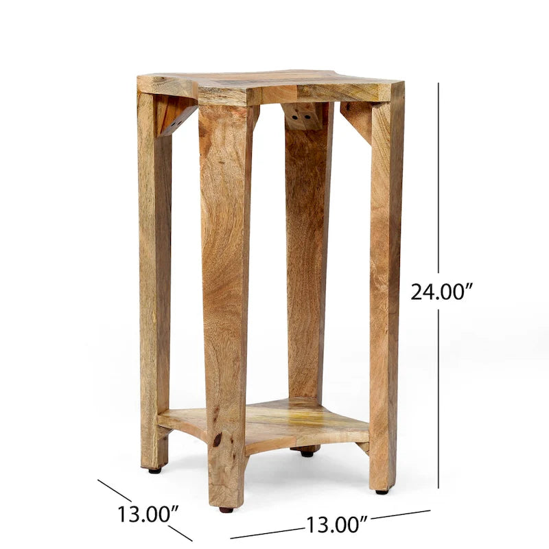 Table d'appoint concave en manguier artisanal style bohème naturel - Usage unique