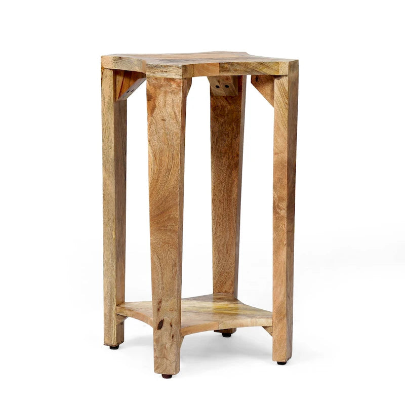 Table d'appoint concave en manguier artisanal style bohème naturel - Usage unique