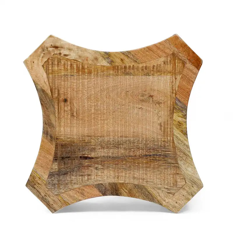 Table d'appoint concave en manguier artisanal style bohème naturel - Usage unique