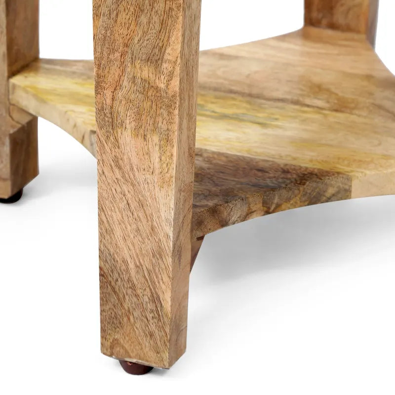 Table d'appoint concave en manguier artisanal style bohème naturel - Usage unique