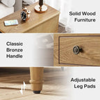 Table d'appoint étroite en bois massif marron foncé/noir/marron clair avec 3 tiroirs - Usage unique