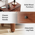 Table d'appoint étroite en bois massif marron foncé/noir/marron clair avec 3 tiroirs - Usage unique