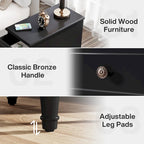 Table d'appoint étroite en bois massif marron foncé/noir/marron clair avec 3 tiroirs - Usage unique