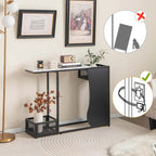 Table console plateau faux marbre blanc + noir avec 2 cubes de rangement grillagés - Usage unique