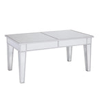 Table basse rectangulaire miroir argenté avec bordure métallique - Usage unique