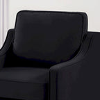 Fauteuil moderne en velours taupe/noir/bleu marine avec pieds en bois - Usage unique