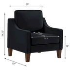 Fauteuil moderne en velours taupe/noir/bleu marine avec pieds en bois - Usage unique
