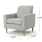 Fauteuil Club en Tissu Tweed Mid-Century Modern Bleu Foncé / Vert Foncé / Gris / Gris Clair – Usage unique