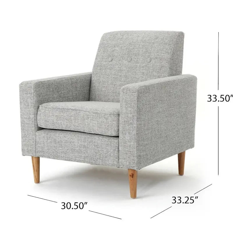 Fauteuil Club en Tissu Tweed Mid-Century Modern Bleu Foncé / Vert Foncé / Gris / Gris Clair – Usage unique