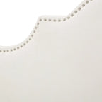 Tête de lit capitonnée, couleur ivoire/gris clair/beige/gris-chameau, avec garniture cloutée - Usage unique