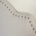 Tête de lit capitonnée, couleur ivoire/gris clair/beige/gris-chameau, avec garniture cloutée - Usage unique