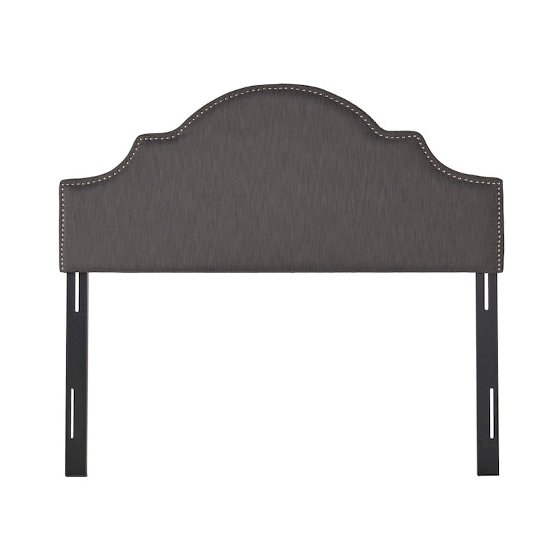 Tête de lit capitonnée, couleur ivoire/gris clair/beige/gris-chameau, avec garniture cloutée - Usage unique