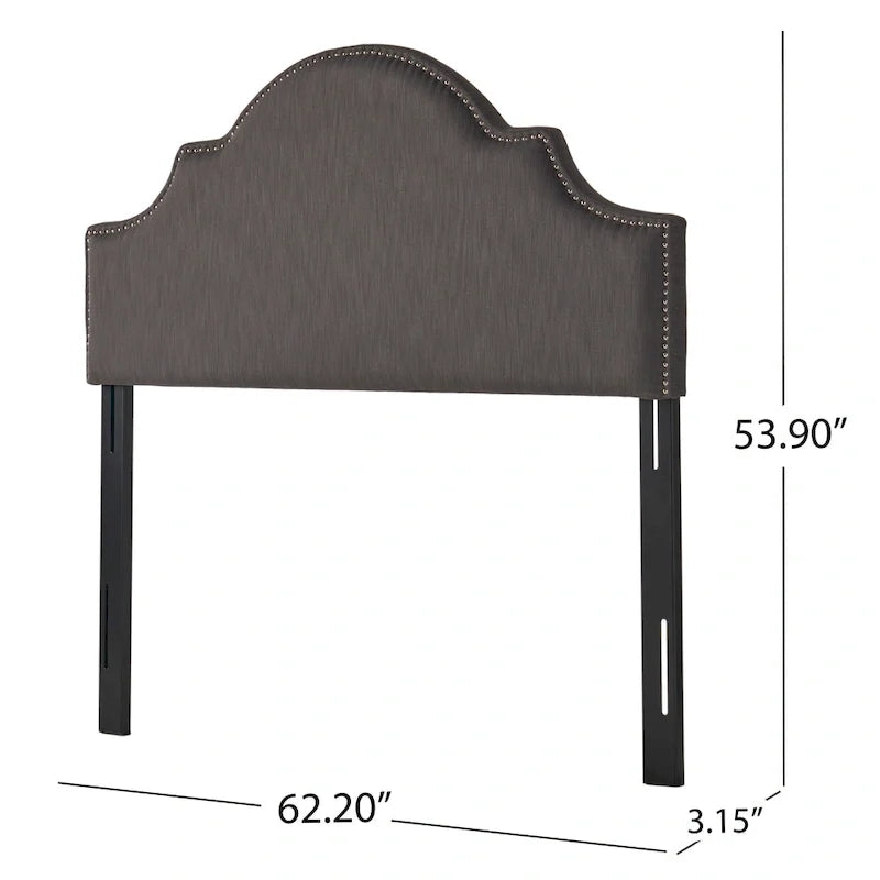 Tête de lit capitonnée, couleur ivoire/gris clair/beige/gris-chameau, avec garniture cloutée - Usage unique