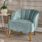 Fauteuil club moderne en velours cobalt/étain/bleu marine/noir/mûre avec pieds en bouleau noyer - Usage unique