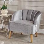 Fauteuil club moderne en velours cobalt/étain/bleu marine/noir/mûre avec pieds en bouleau noyer - Usage unique