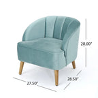 Fauteuil club moderne en velours cobalt/étain/bleu marine/noir/mûre avec pieds en bouleau noyer - Usage unique