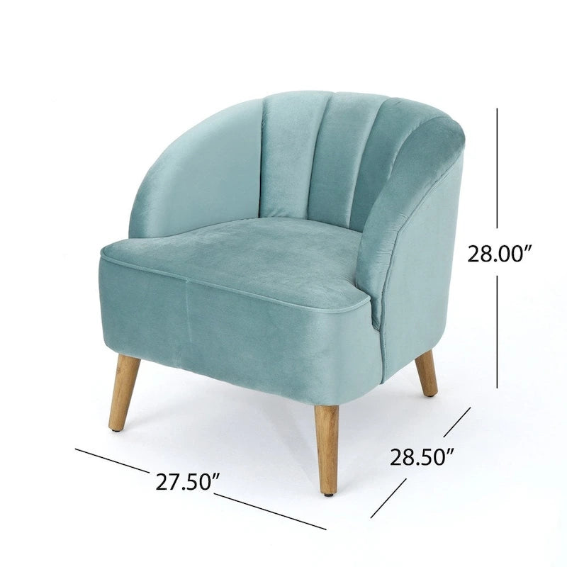 Fauteuil club moderne en velours cobalt/étain/bleu marine/noir/mûre avec pieds en bouleau noyer - Usage unique