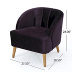 Fauteuil club moderne en velours cobalt/étain/bleu marine/noir/mûre avec pieds en bouleau noyer - Usage unique