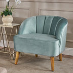 Fauteuil club moderne en velours cobalt/étain/bleu marine/noir/mûre avec pieds en bouleau noyer - Usage unique