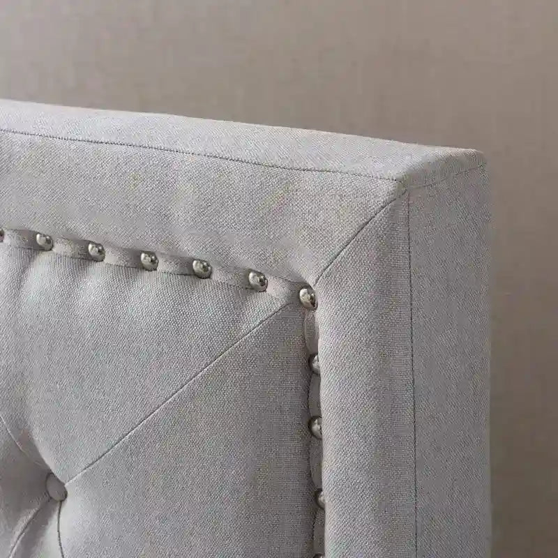 Cadre de lit rembourré King traditionnel Gris clair / Gris foncé - Pour 2 personnes