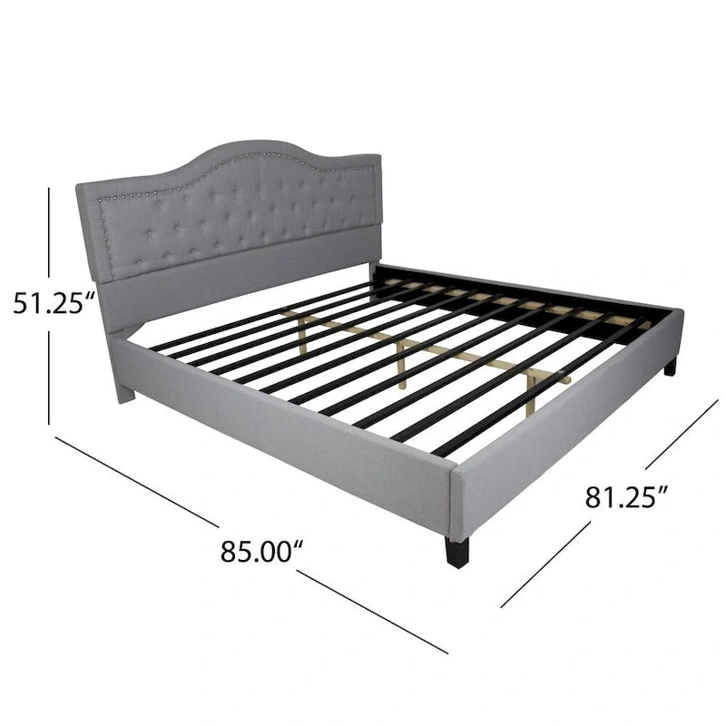 Cadre de lit rembourré King traditionnel Gris clair / Gris foncé - Pour 2 personnes