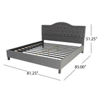 Cadre de lit rembourré King traditionnel Gris clair / Gris foncé - Pour 2 personnes