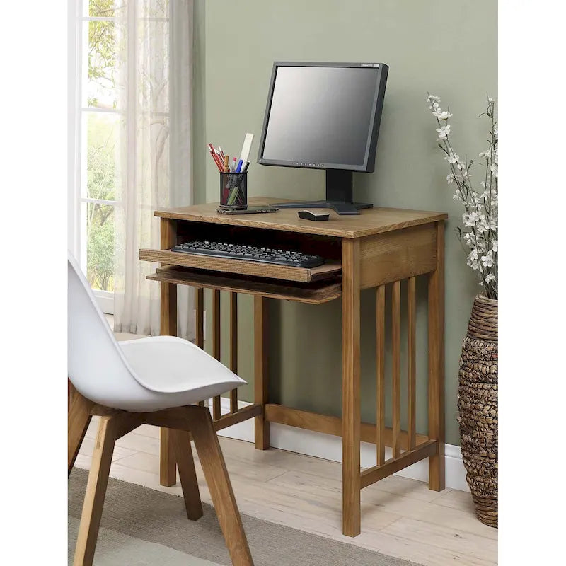 Bureau de style Mission avec tiroir coulissant pour clavier - Chêne / Blanc / Expresso / Bois flotté - Utilisation unique