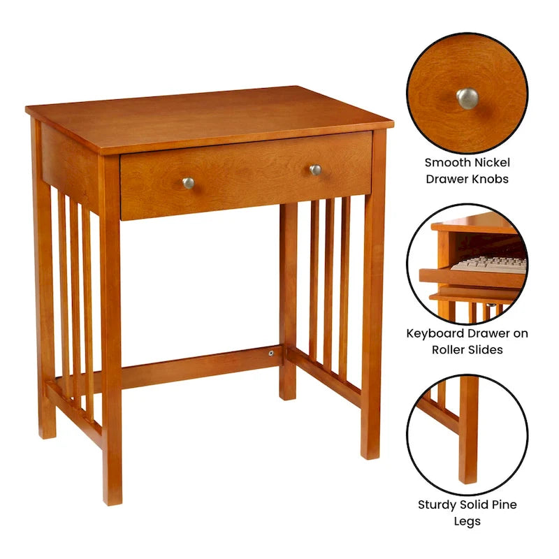 Bureau de style Mission avec tiroir coulissant pour clavier - Chêne / Blanc / Expresso / Bois flotté - Utilisation unique