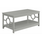 Table basse contemporaine à cadre annulaire, gris/noir/blanc, avec étagère inférieure