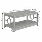 Table basse contemporaine à cadre annulaire, gris/noir/blanc, avec étagère inférieure