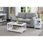Table basse contemporaine à cadre annulaire, gris/noir/blanc, avec étagère inférieure