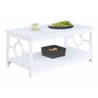 Table basse contemporaine à cadre annulaire, gris/noir/blanc, avec étagère inférieure