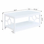 Table basse contemporaine à cadre annulaire, gris/noir/blanc, avec étagère inférieure