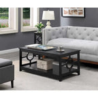 Table basse contemporaine à cadre annulaire, gris/noir/blanc, avec étagère inférieure