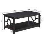 Table basse contemporaine à cadre annulaire, gris/noir/blanc, avec étagère inférieure
