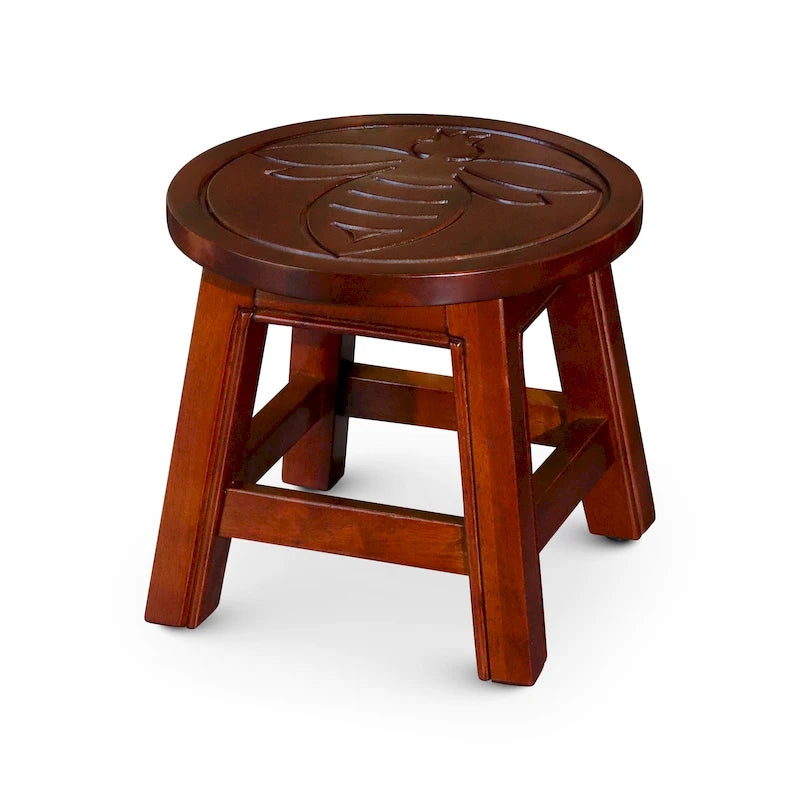 Marchepied en Hévéa sculpté avec motif – Blanc Antique / Cerise / Expresso / Naturel – Usage unique