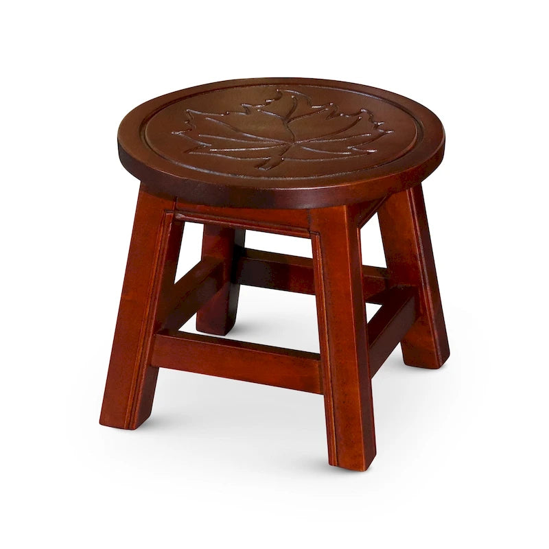 Marchepied en Hévéa sculpté avec motif – Blanc Antique / Cerise / Expresso / Naturel – Usage unique