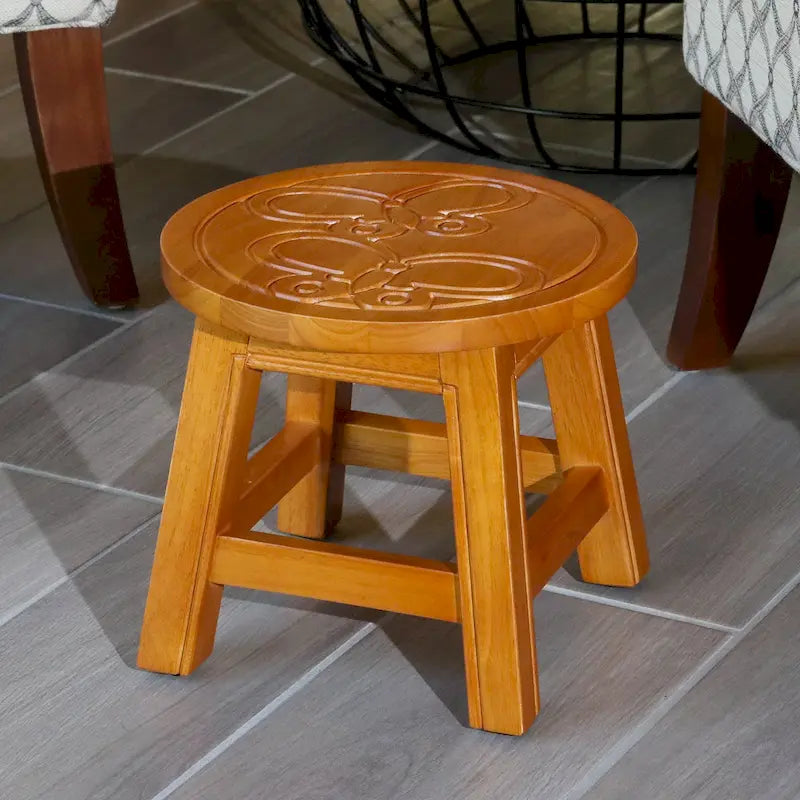 Marchepied en Hévéa sculpté avec motif – Blanc Antique / Cerise / Expresso / Naturel – Usage unique
