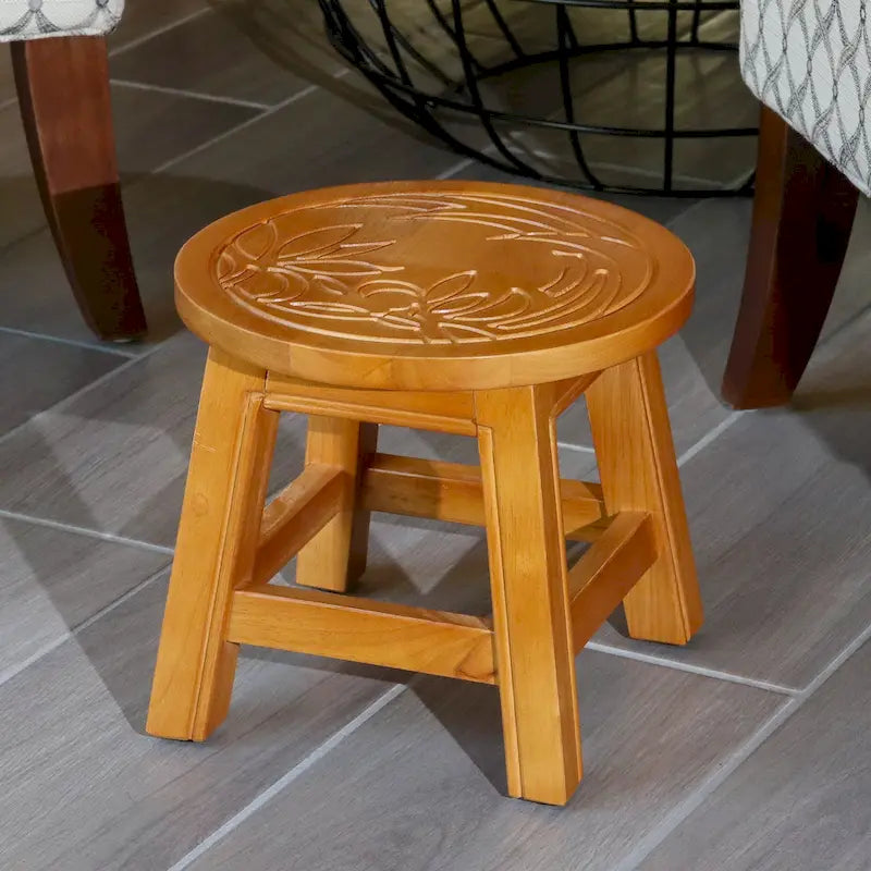 Marchepied en Hévéa sculpté avec motif – Blanc Antique / Cerise / Expresso / Naturel – Usage unique