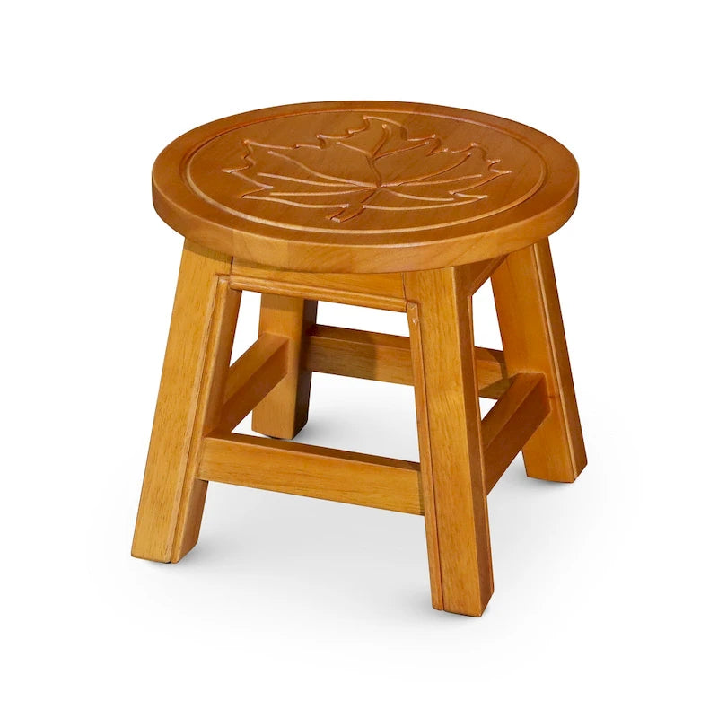 Marchepied en Hévéa sculpté avec motif – Blanc Antique / Cerise / Expresso / Naturel – Usage unique