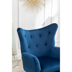 Fauteuil d'appoint dossier capitonné en velours vert / bleu / jaune avec pieds en métal doré - Utilisation unique