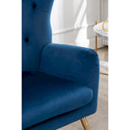 Fauteuil d'appoint dossier capitonné en velours vert / bleu / jaune avec pieds en métal doré - Utilisation unique