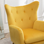 Fauteuil d'appoint dossier capitonné en velours vert / bleu / jaune avec pieds en métal doré - Utilisation unique