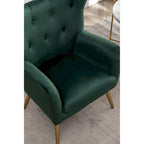 Fauteuil d'appoint dossier capitonné en velours vert / bleu / jaune avec pieds en métal doré - Utilisation unique